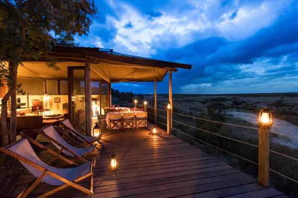 Private conservancy tented camp in the Masai Mara, Kenya