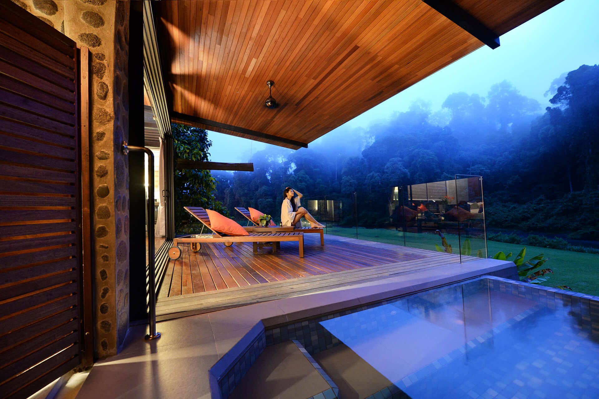 Borneo Rainforest Lodge suite with private outdoor tub over the Danum River