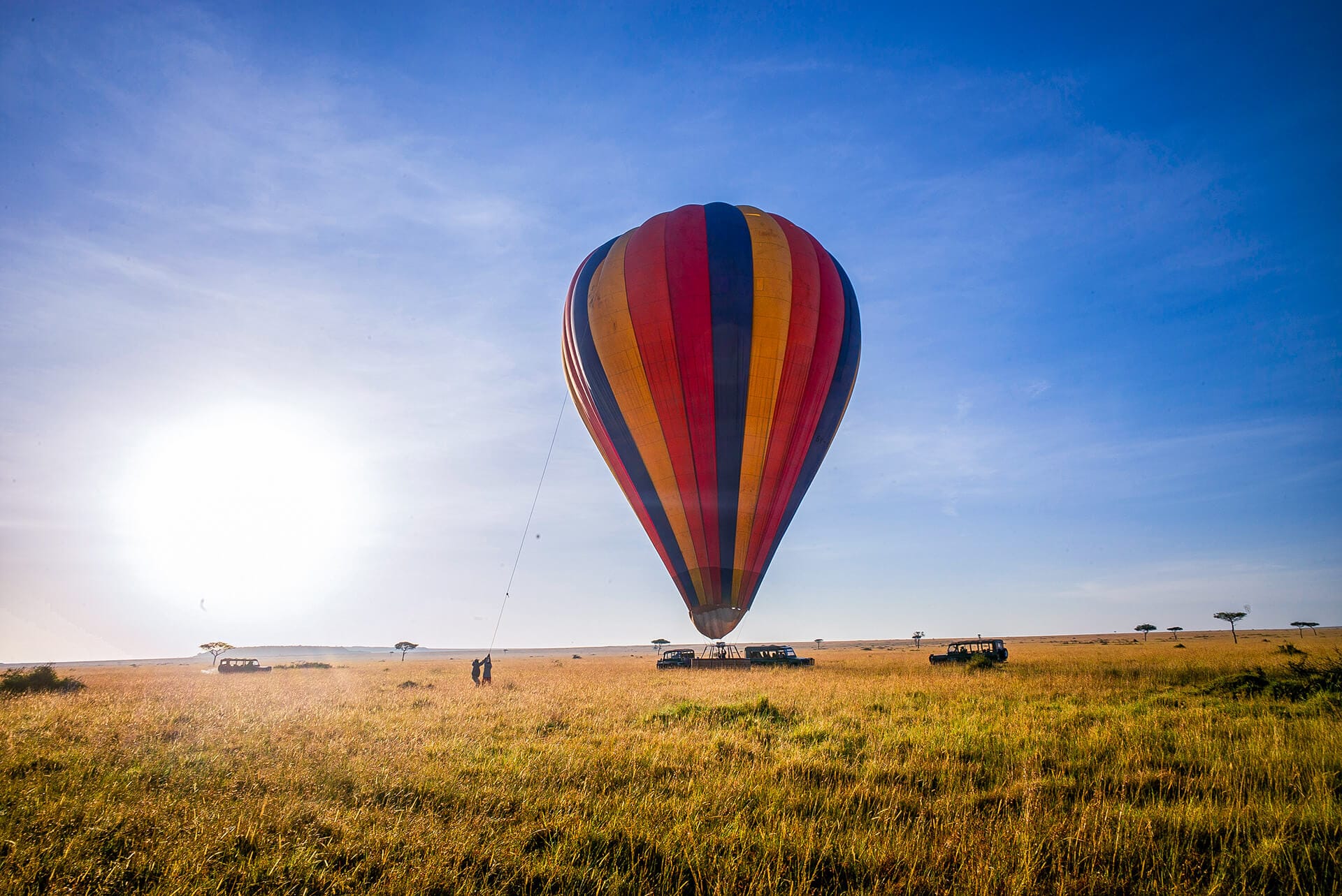 Hot air balloon safari over the Masai Mara at dawn