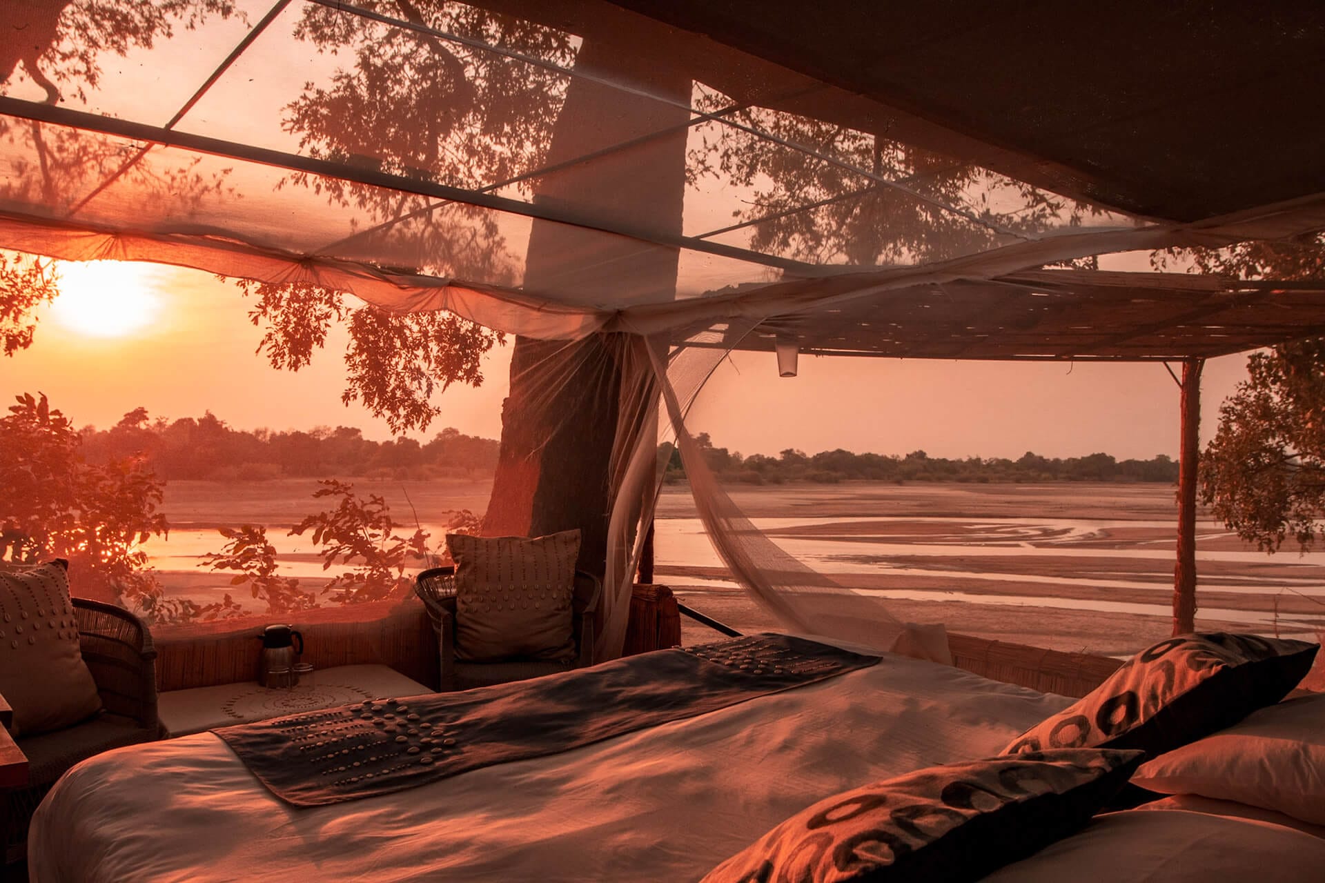 The Luangwa river, from the camp's Star Bed sleep-out platform