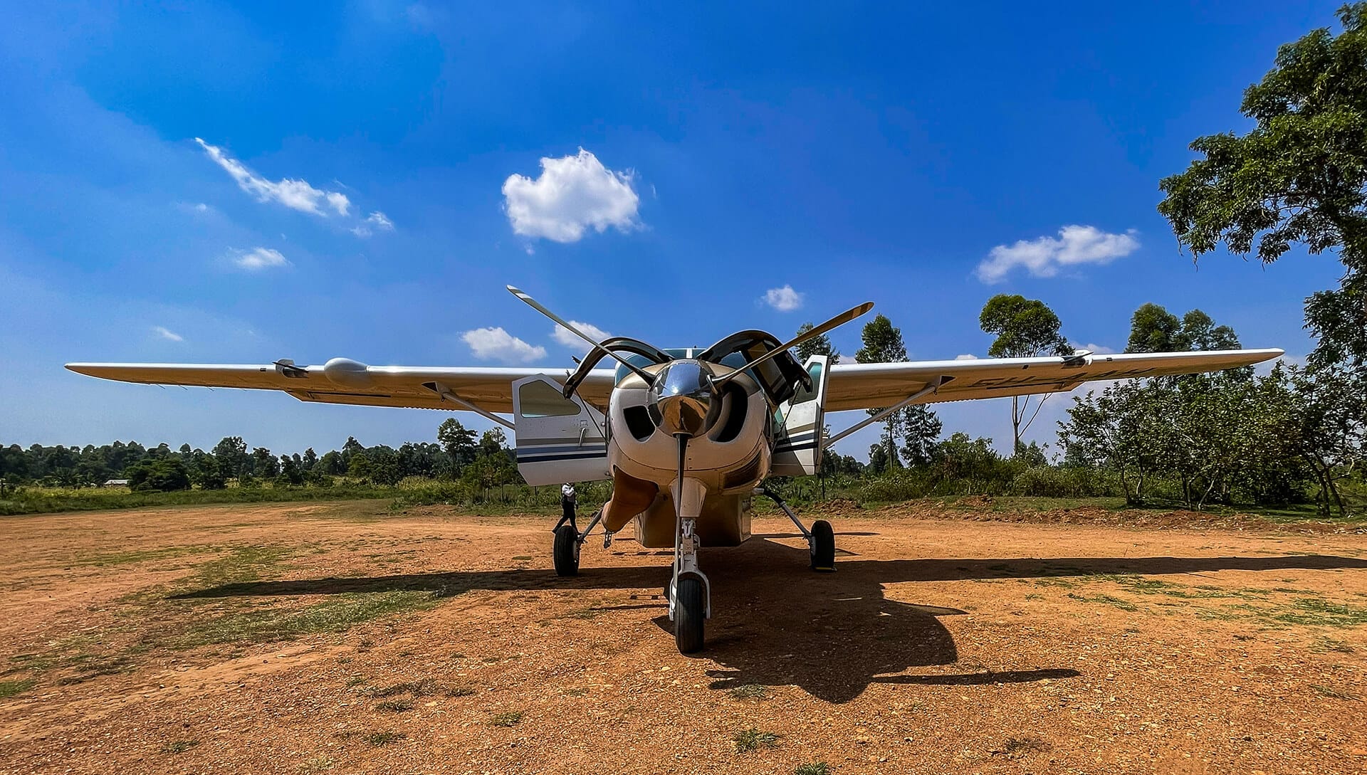 Safari charter plane over Kenya — Cessna or Caravan above Rift Valley