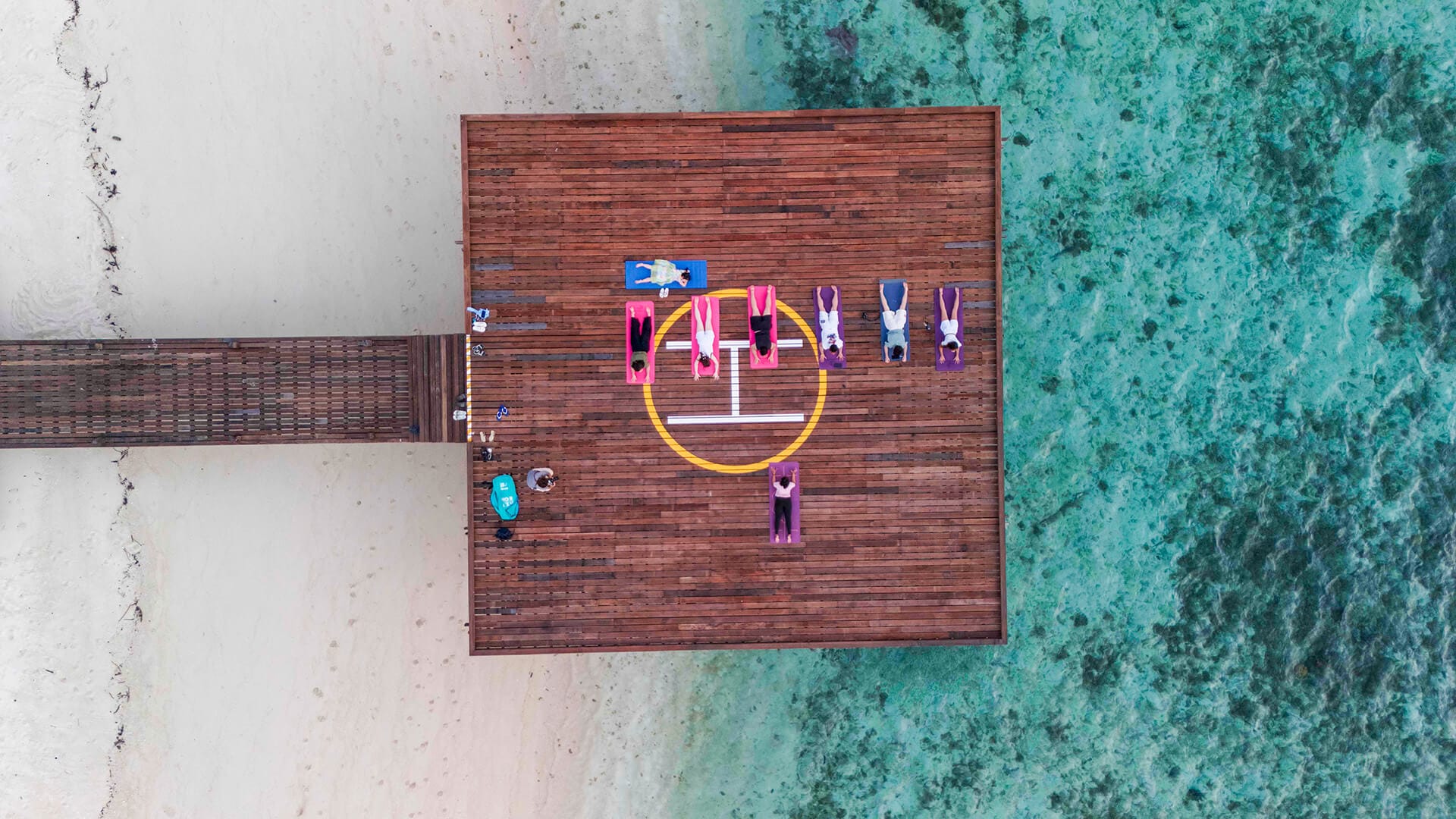 Yoga on the Helipad at Lankayan Island Dive Resort