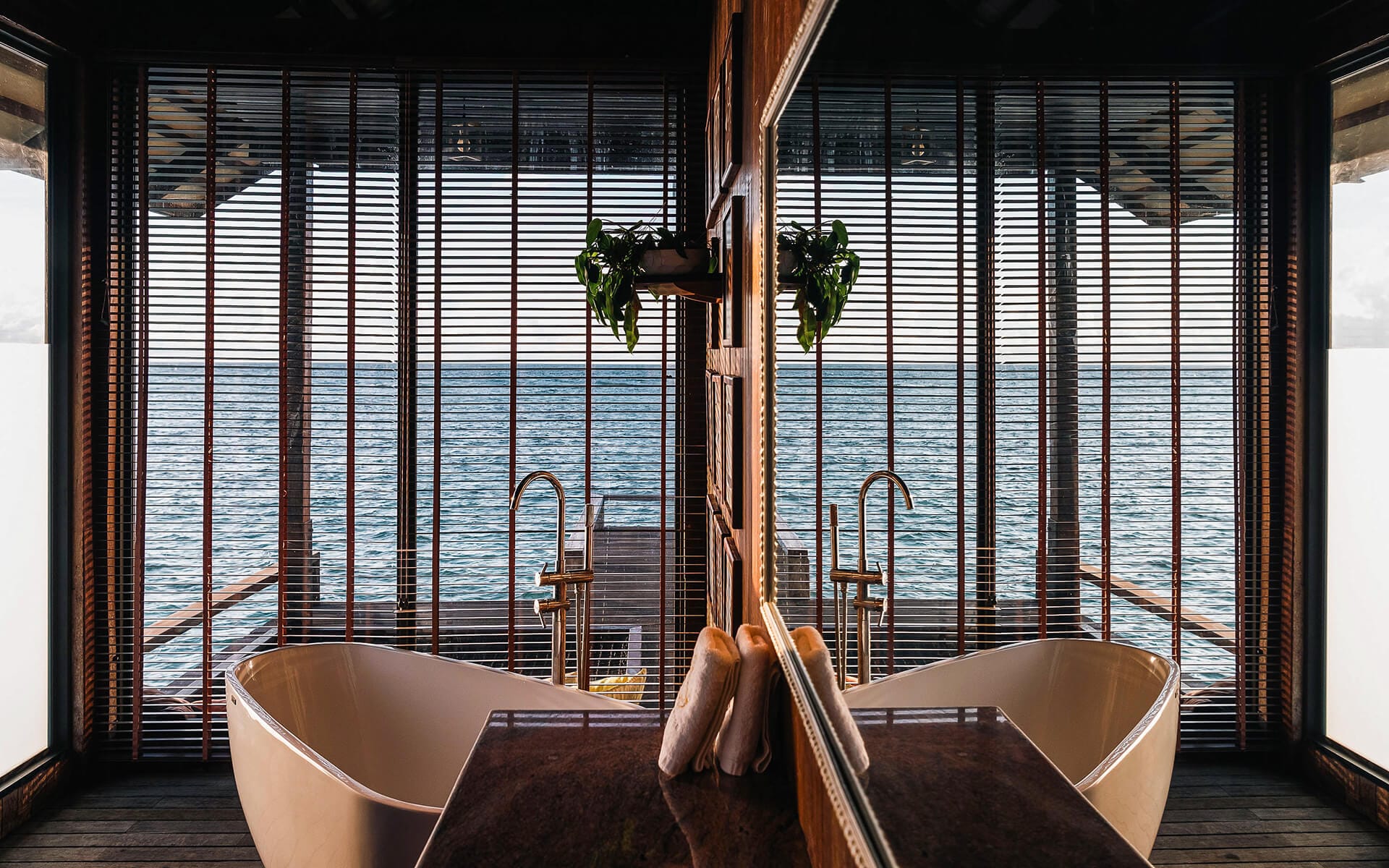 The view of Lankayan Island Dive Resort Water chalet bathroom