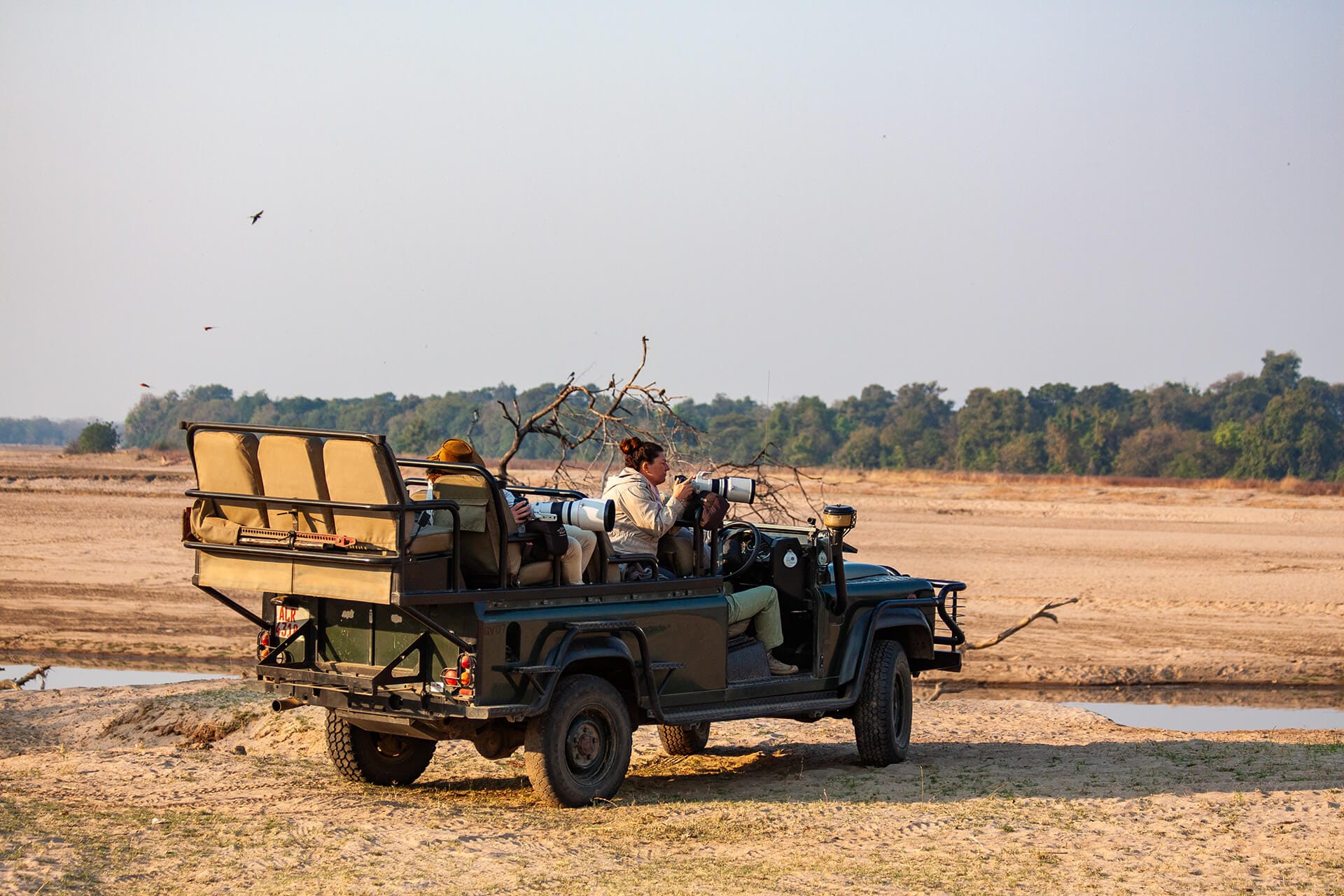 Open-sided safari vehicle in South Luangwa