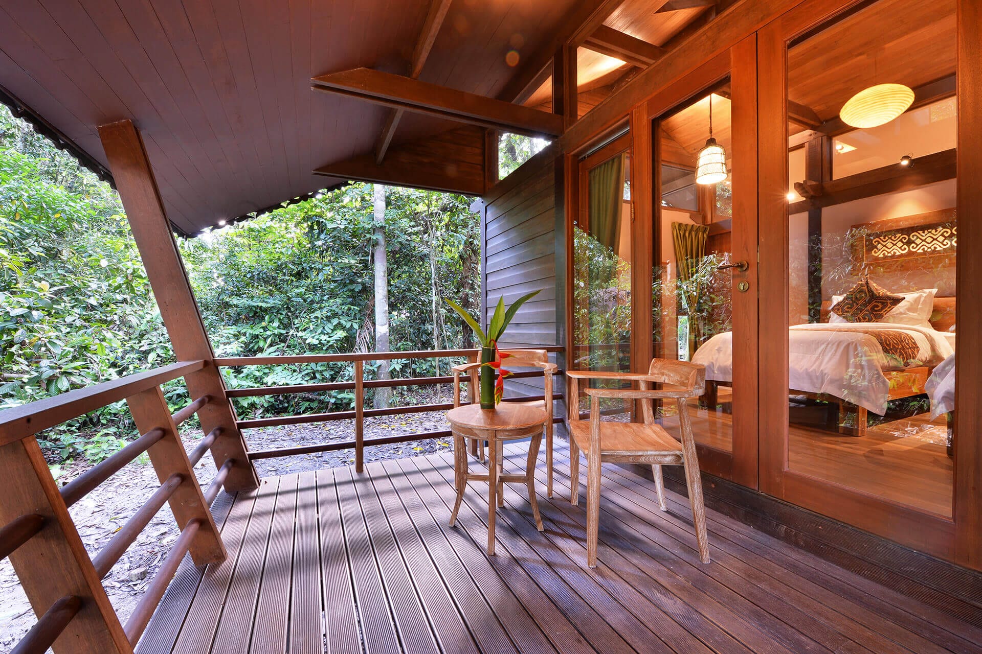 Borneo Villa exterior at Sukau Rainforest Lodge